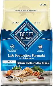 Blue Buffalo Life Protection Formula Adult Dry Dog Food, Helps Build and Maintain Strong Muscles, Made with Natural Ingredients, Chicken & Brown Rice Recipe, 30-lb. Bag Visit the Blue Buffalo Store