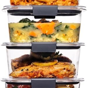 Rubbermaid Brilliance BPA Free Airtight Food Storage Containers with Lids, Set of 4 (4.7 Cup) Ideal for Lunch, Meal Prep, and Leftovers
